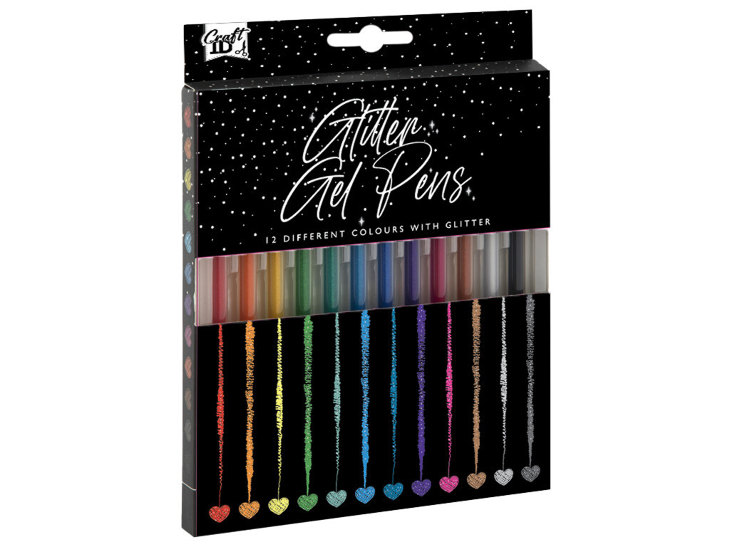 Színes Craft csillámos zselés toll szett 12 db-os