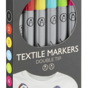 Színes Nassau kétvégű, kimosható textil filctoll 6 db-os