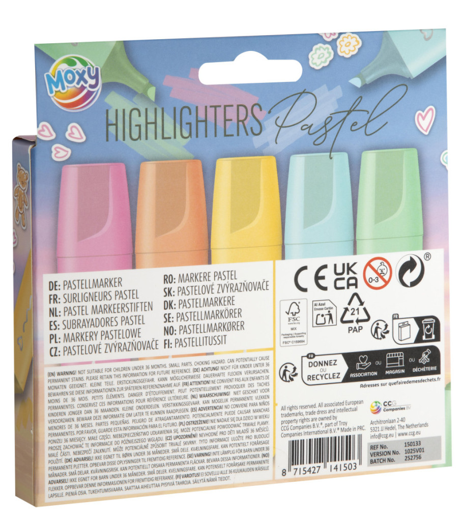 Színes Pastel szövegkiemelő szett 5 db-os - Image 2