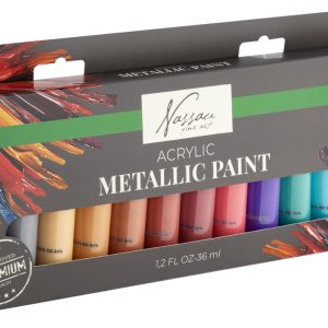 Színes Nassau Metallic akrilfesték szett 12 db-os