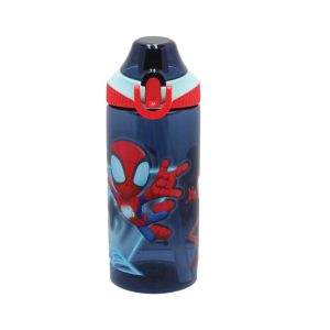 Pókember Spidey Web műanyag szívószálas kulacs akasztóval 450 ml