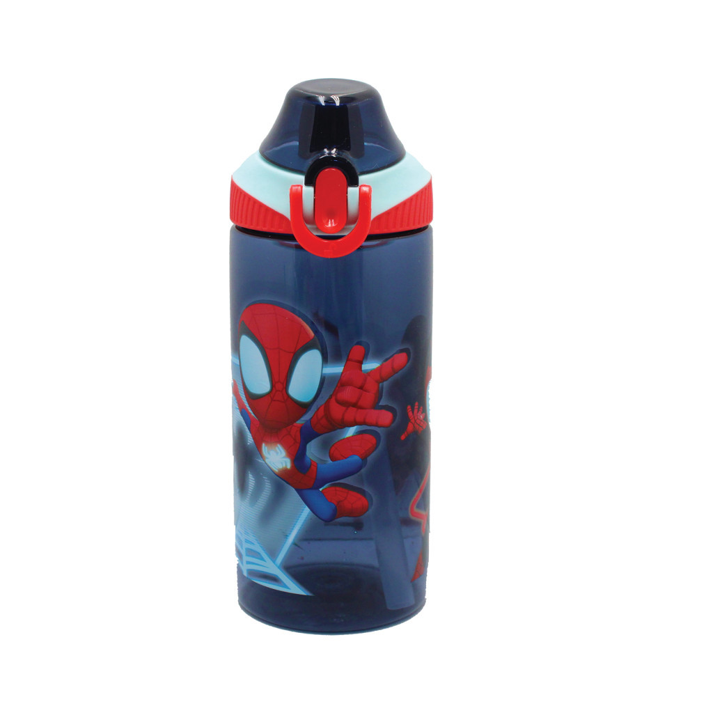 Pókember Spidey Web műanyag szívószálas kulacs akasztóval 450 ml