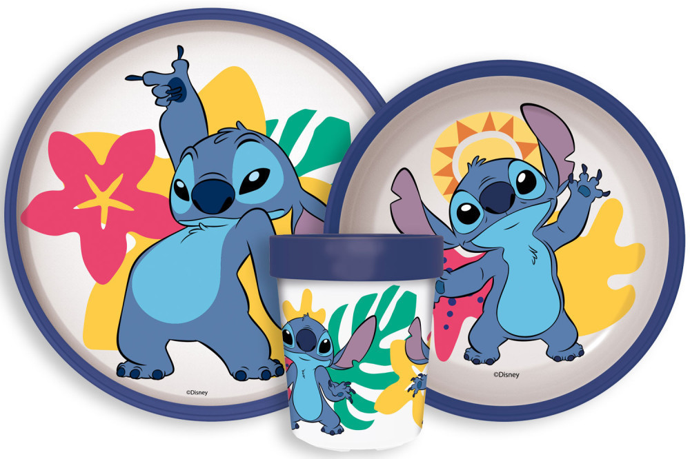 Disney Lilo és Stitch, A csillagkutya Palm csúszásmentes étkészlet, micro műanyag szett