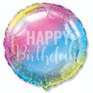 Szivárvány Happy Birthday Pastel fólia lufi 46 cm (WP)