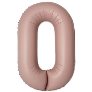 Matt rózsaszín 0-ás Vintage szám fólia lufi 76 cm (WP)