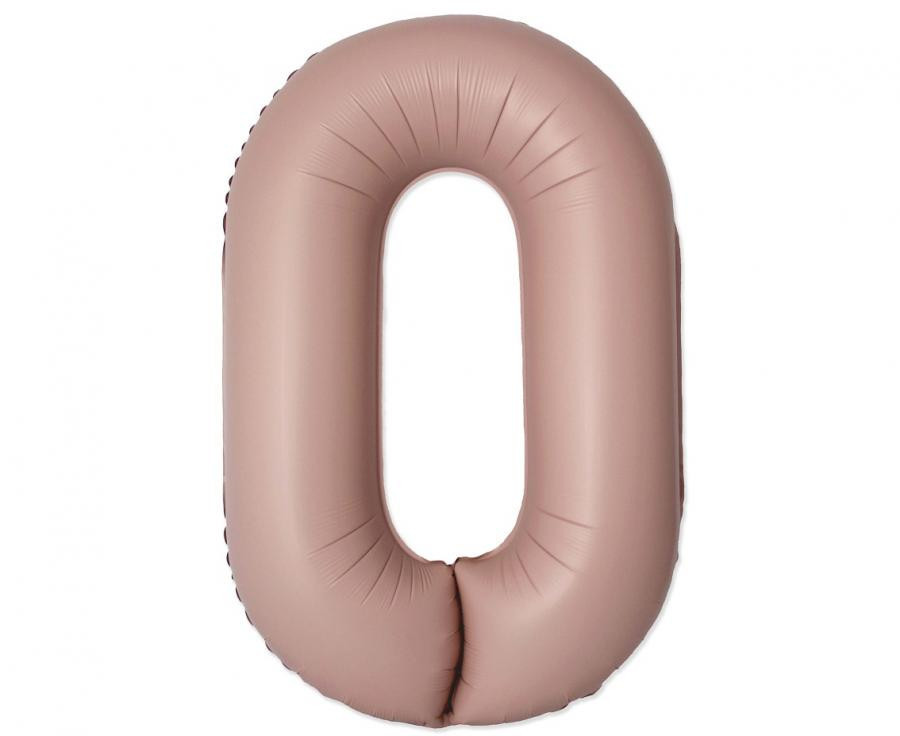 Matt rózsaszín 0-ás Vintage szám fólia lufi 76 cm (WP)