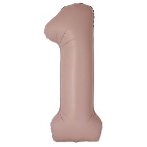 Matt rózsaszín 1-es Vintage szám fólia lufi 76 cm (WP)