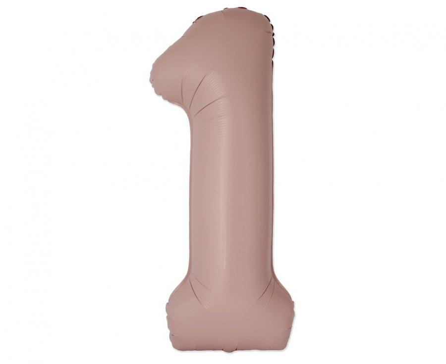 Matt rózsaszín 1-es Vintage szám fólia lufi 76 cm (WP)
