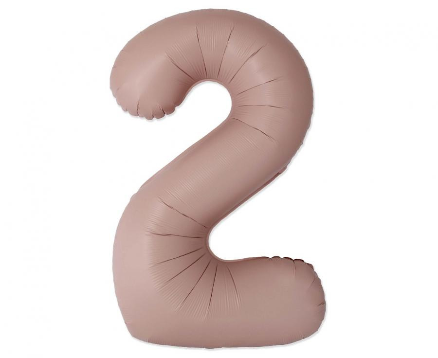 Matt rózsaszín 2-es Vintage szám fólia lufi 76 cm (WP)