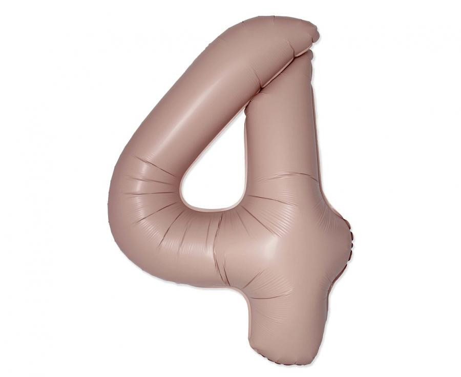 Matt rózsaszín 4-es Vintage szám fólia lufi 76 cm (WP)