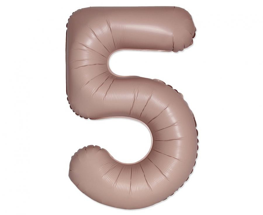 Matt rózsaszín 5-ös Vintage szám fólia lufi 76 cm (WP)