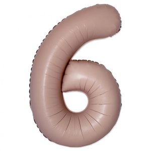 Matt rózsaszín 6-os Vintage szám fólia lufi 76 cm (WP)