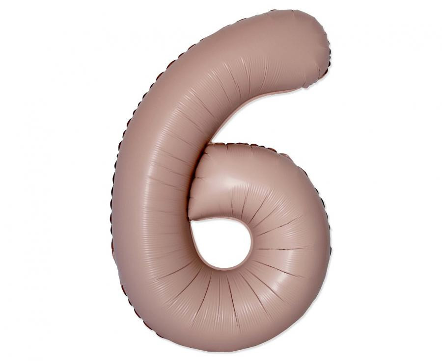 Matt rózsaszín 6-os Vintage szám fólia lufi 76 cm (WP)