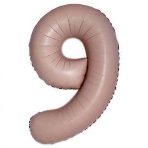 Matt rózsaszín 9-es Vintage szám fólia lufi 76 cm (WP)