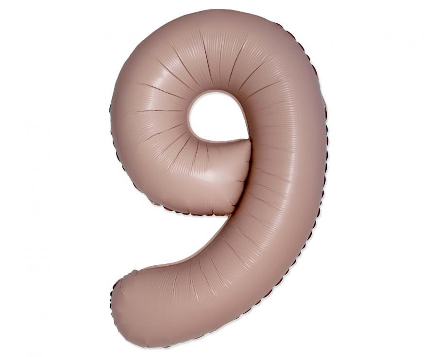 Matt rózsaszín 9-es Vintage szám fólia lufi 76 cm (WP)