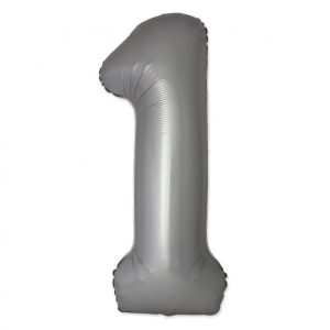 Matt ezüst 1-es Moonlight szám fólia lufi 76 cm (WP)