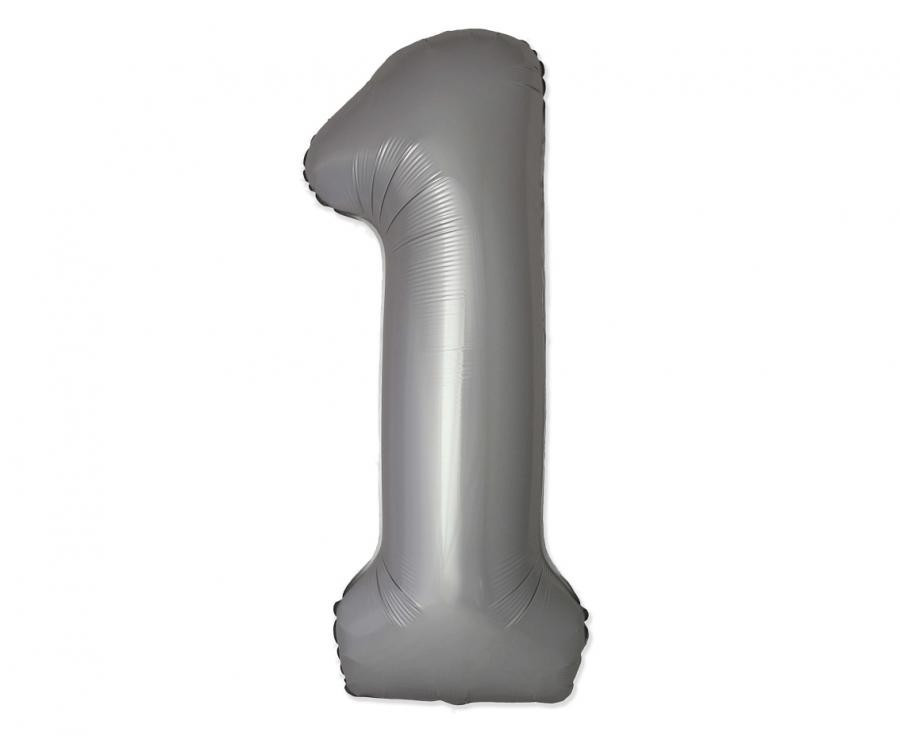 Matt ezüst 1-es Moonlight szám fólia lufi 76 cm (WP)