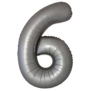 Matt ezüst 6-os Moonlight szám fólia lufi 76 cm (WP)