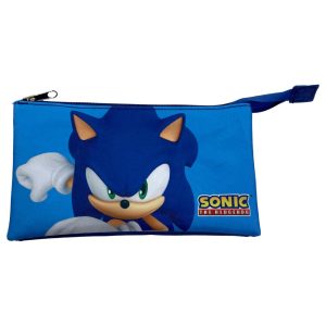 Sonic a sündisznó Modern 3 rekeszes tolltartó 22 cm