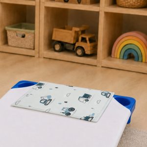 Kispárna mintás vászon 30x40 Munkagép kék -