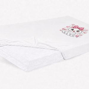 Bébi pamut gumis lepedő 60x120/70x140 - Cica mintával