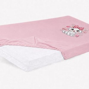 Bébi pamut gumis lepedő 60x120/70x140 - Cica mintával