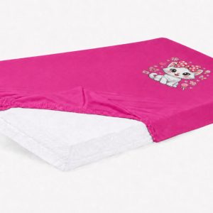 Bébi pamut gumis lepedő 60x120/70x140 - Cica mintával