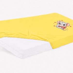 Bébi pamut gumis lepedő 60x120/70x140 - Kisegér mintával