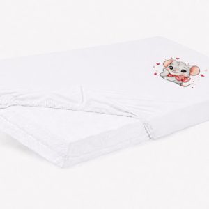 Bébi pamut gumis lepedő 60x120/70x140 - Kisegér mintával