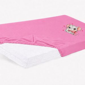 Bébi pamut gumis lepedő 60x120/70x140 - Kisegér mintával