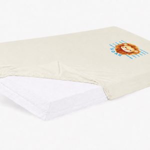 Bébi pamut gumis lepedő 60x120/70x140 - Oroszlán mintával