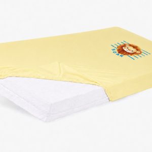 Bébi pamut gumis lepedő 60x120/70x140 - Oroszlán mintával