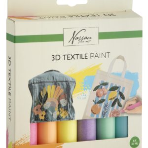 Színes Nassau 3D csillámos textilfesték szett 6 db-os
