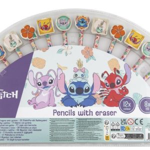Disney Lilo és Stitch, A csillagkutya Aloha színes és grafit ceruza szett radír véggel 20 db-os