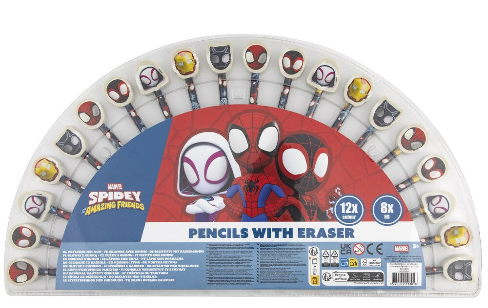 Pókember Spidey Friends színes és grafit ceruza szett radír véggel 20 db-os