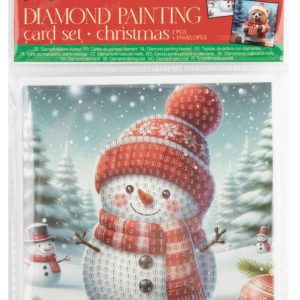 Karácsonyi Snowman gyémántszemes 2 db-os kártya szett borítékkal