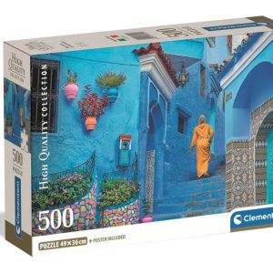 Marokkó Blue Street of Chefchaouen 500 db-os puzzle Clementoni