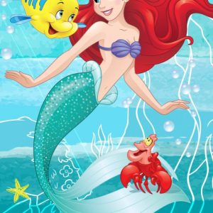 Disney Hercegnők, Ariel Friends fürdőlepedő, strand törölköző 70x140cm